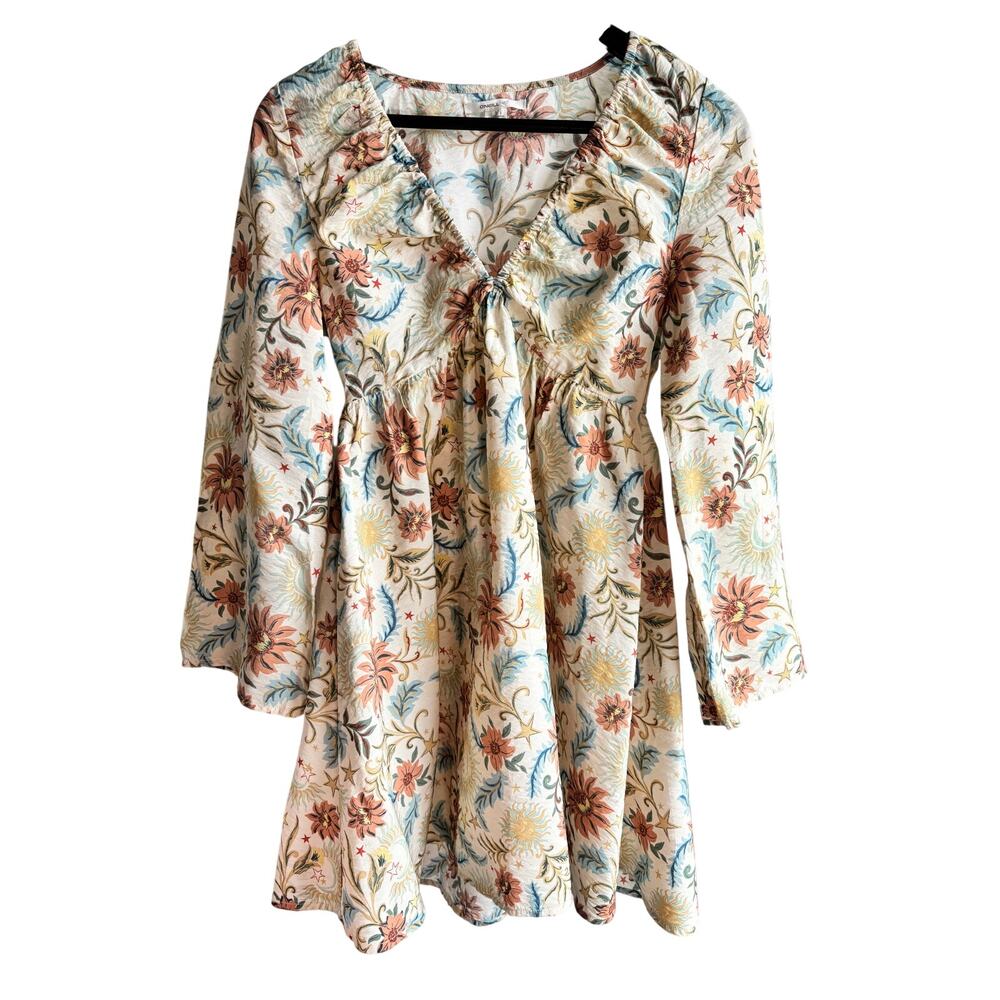 O'Neill Dress Small Boho Floral Celestial Print Long Sleeve NWOT